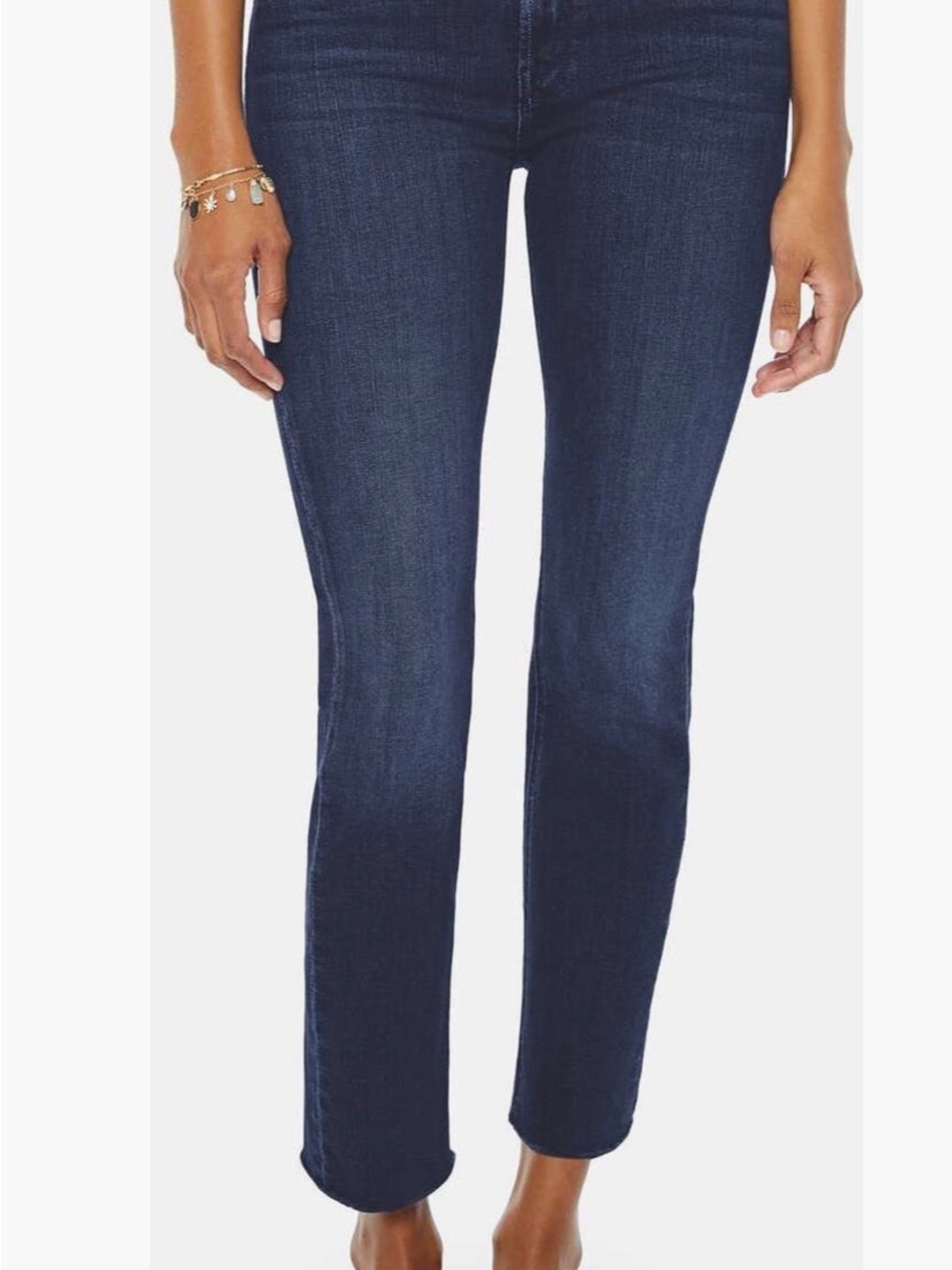 MOTHER Mid-Rise Ankle Straight Jeans in Dark Blue - Size 27
